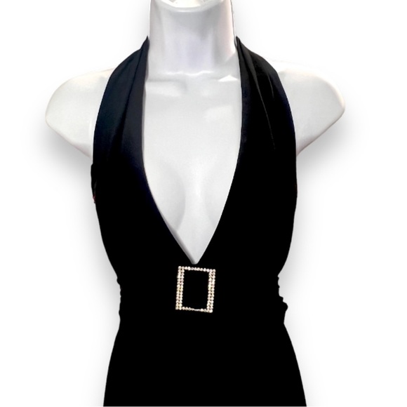 Dave & Johnny By Laura Ryner Vintage Black V-Neck Gown w/ Bling Size 11/12 EUC! - Picture 2 of 16